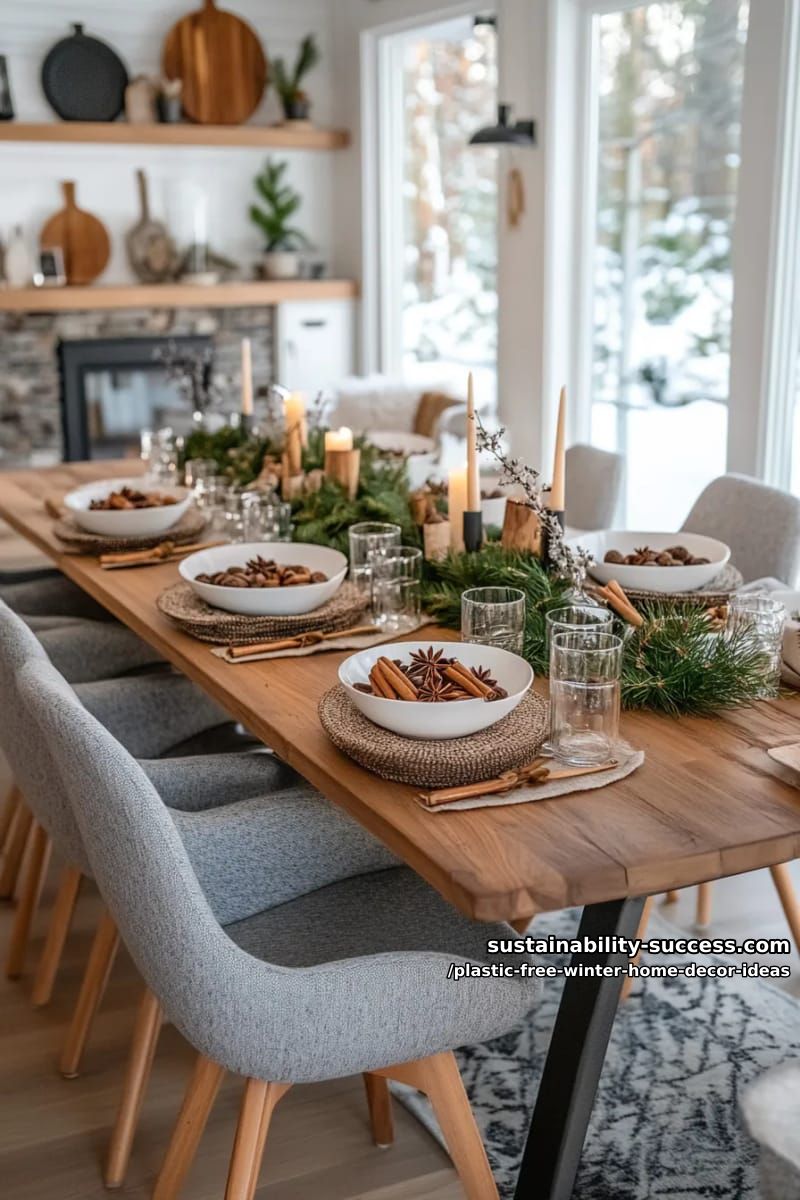 glass bowls filled with pinecones, star anise, and cinnamon bundles for centerpieces. 1