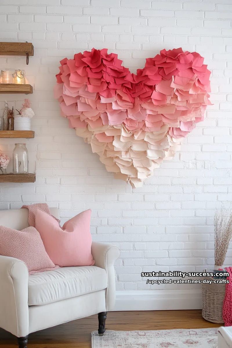 heart-shaped wreath from repurposed coffee filters and scrap cardboard base 1