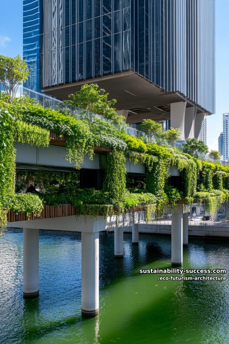 hydroponic bridges connecting biophilic skyscrapers across crystal-clear blue canals 1