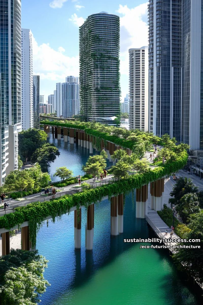 hydroponic bridges connecting biophilic skyscrapers across crystal-clear blue canals 1