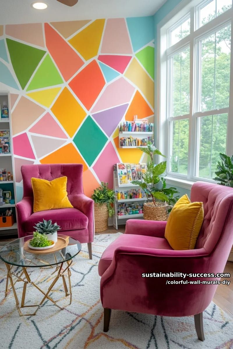 kaleidoscope mural with repeating geometric patterns in every color 1