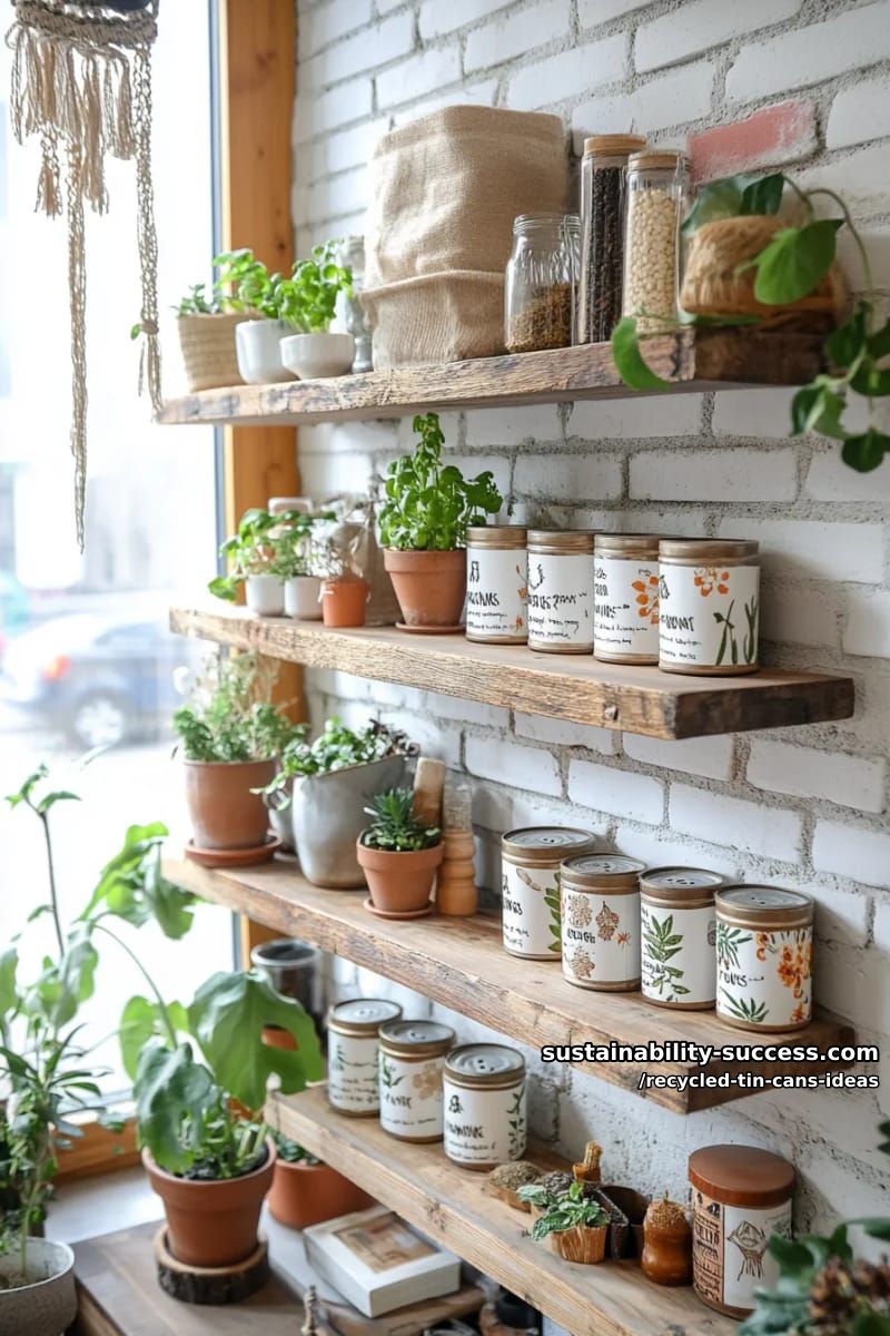 15 Superb Ideas to Upcycle Tin Cans 37 mini storage bins for kitchen spices using hand-stamped tin cans 1