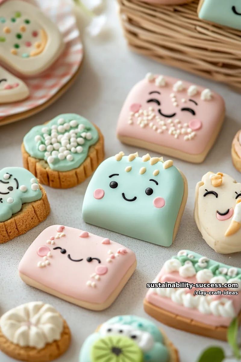 15 Super Cute Clay Craft Ideas to Decorate Your Modern Home 5 miniature clay picnic foods with kawaii faces and pastel color palettes 1