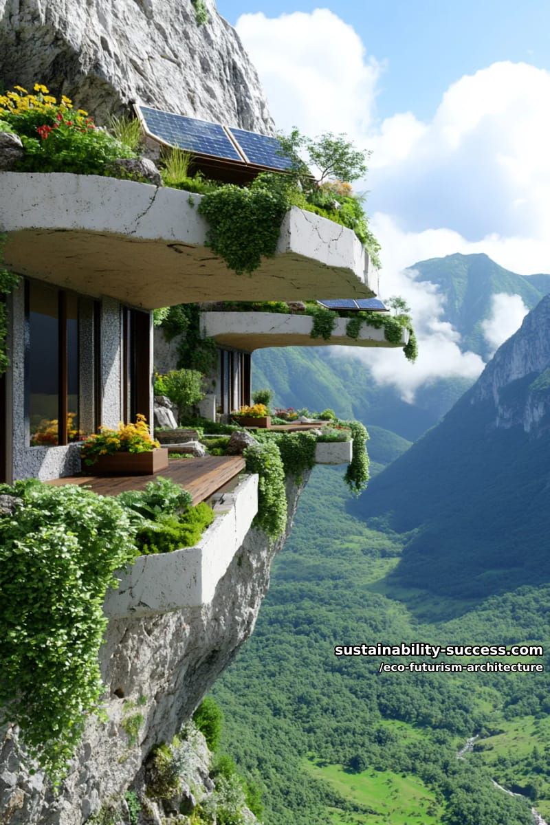 mountain cliffside dwellings carved into rock, veiled in hanging gardens 1