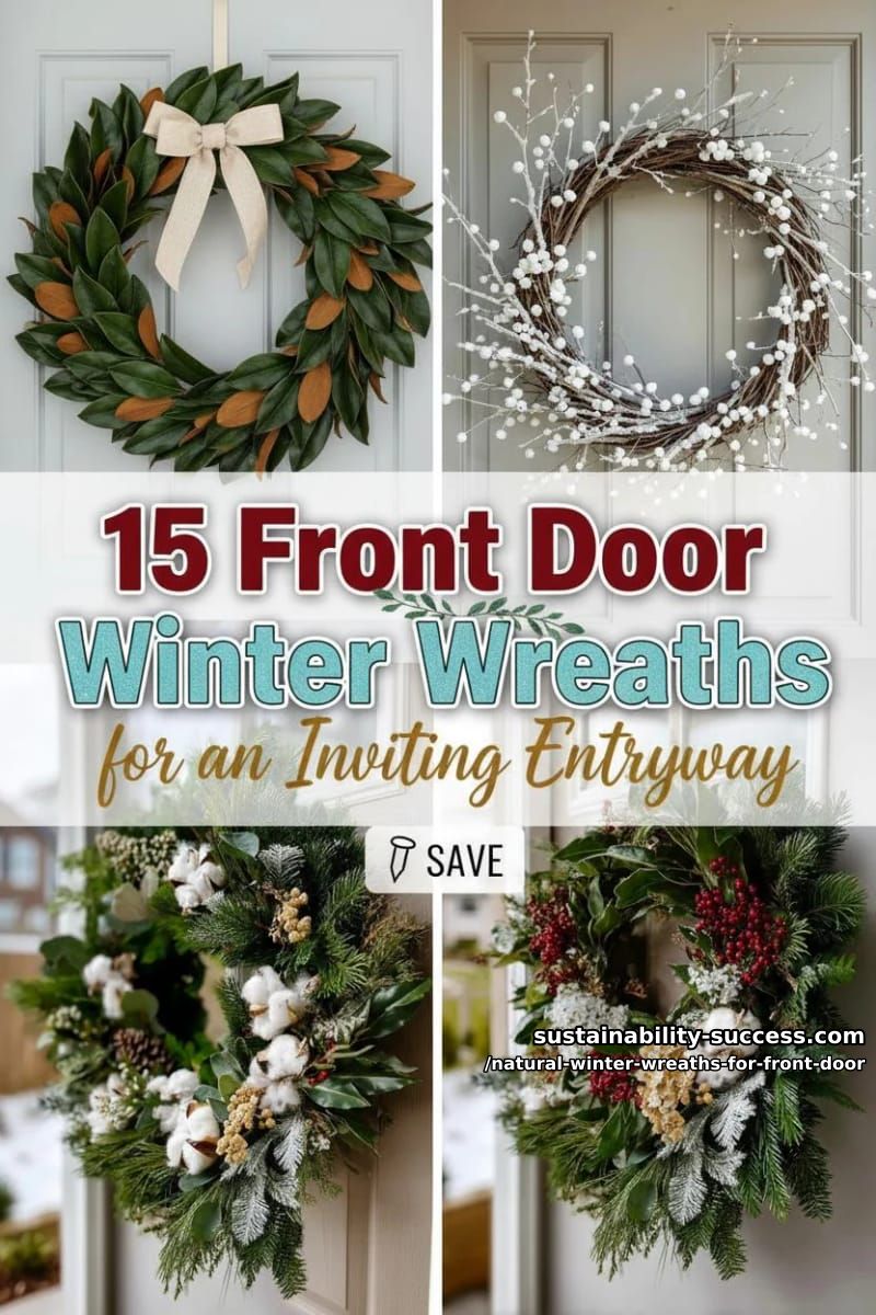 15 Natural Front Door Winter Wreaths for an Inviting Entryway 32 natural winter wreaths for front door - Collage 31