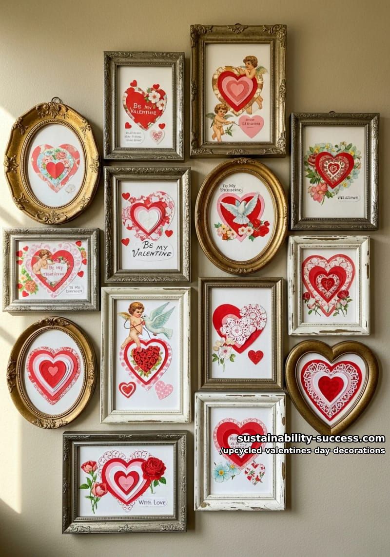 old greeting card collage art in thrifted frames 1