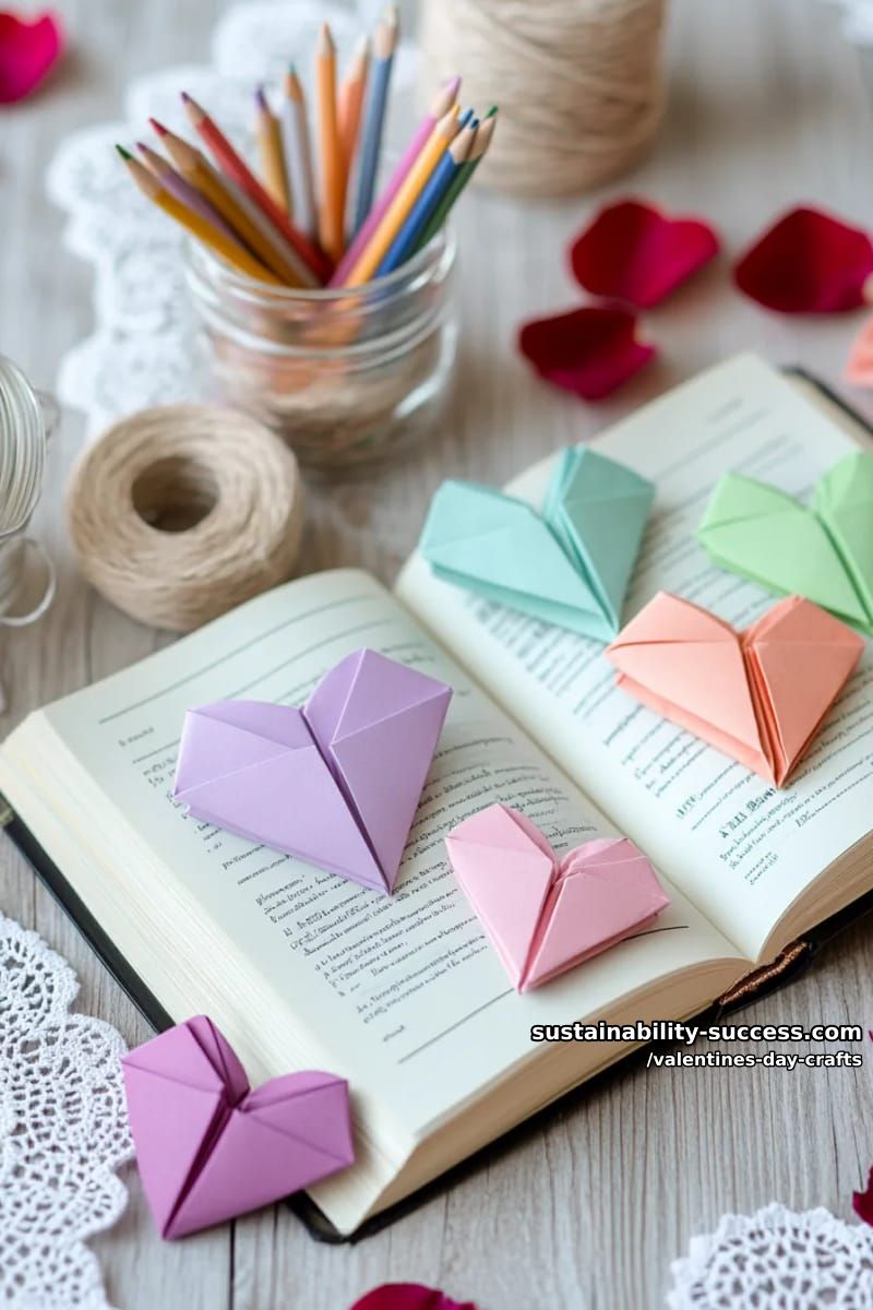 origami heart-shaped bookmarks in pastel colors for gifting book lovers 1