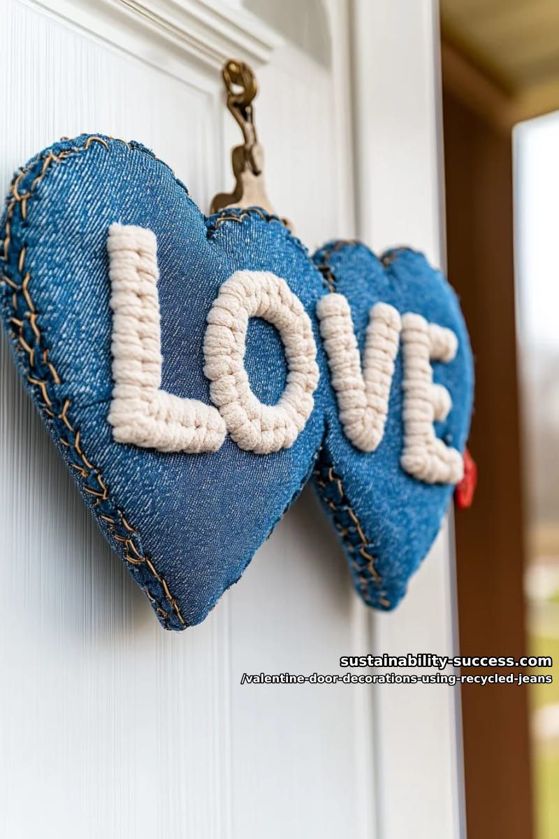 oversized denim “love” letters outlined with white hand-stitching 1