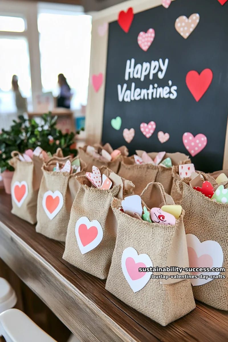 painted burlap treat bags for preschool valentine gift exchanges 1