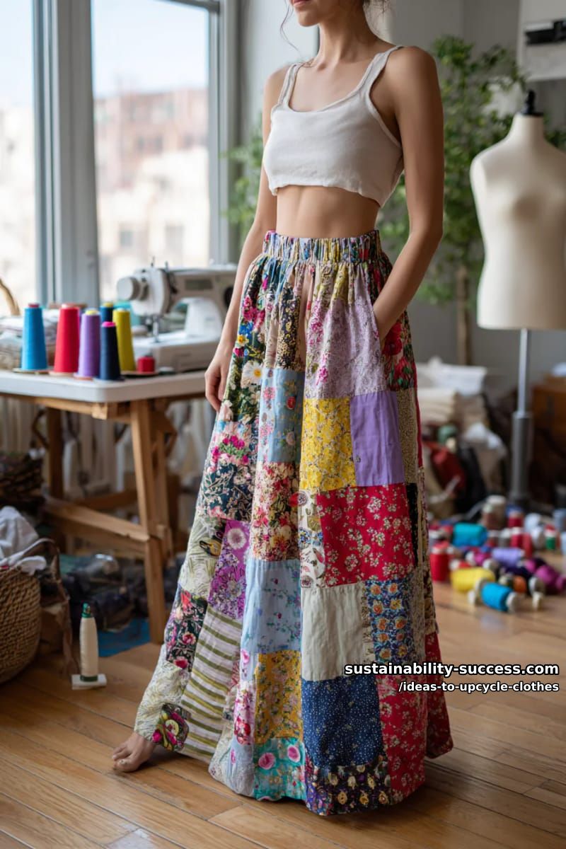 15 Fresh Upcycled Clothing Ideas to Try This Season 34 patchwork printed shirts into a one-of-a-kind, bohemian maxi skirt. 1