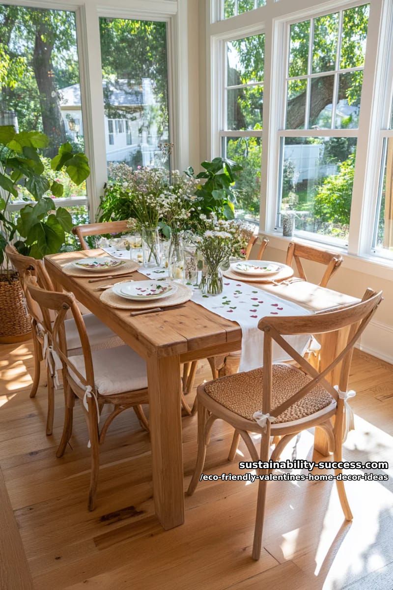 recycled paper confetti hearts sprinkled across a rustic tablescape 1