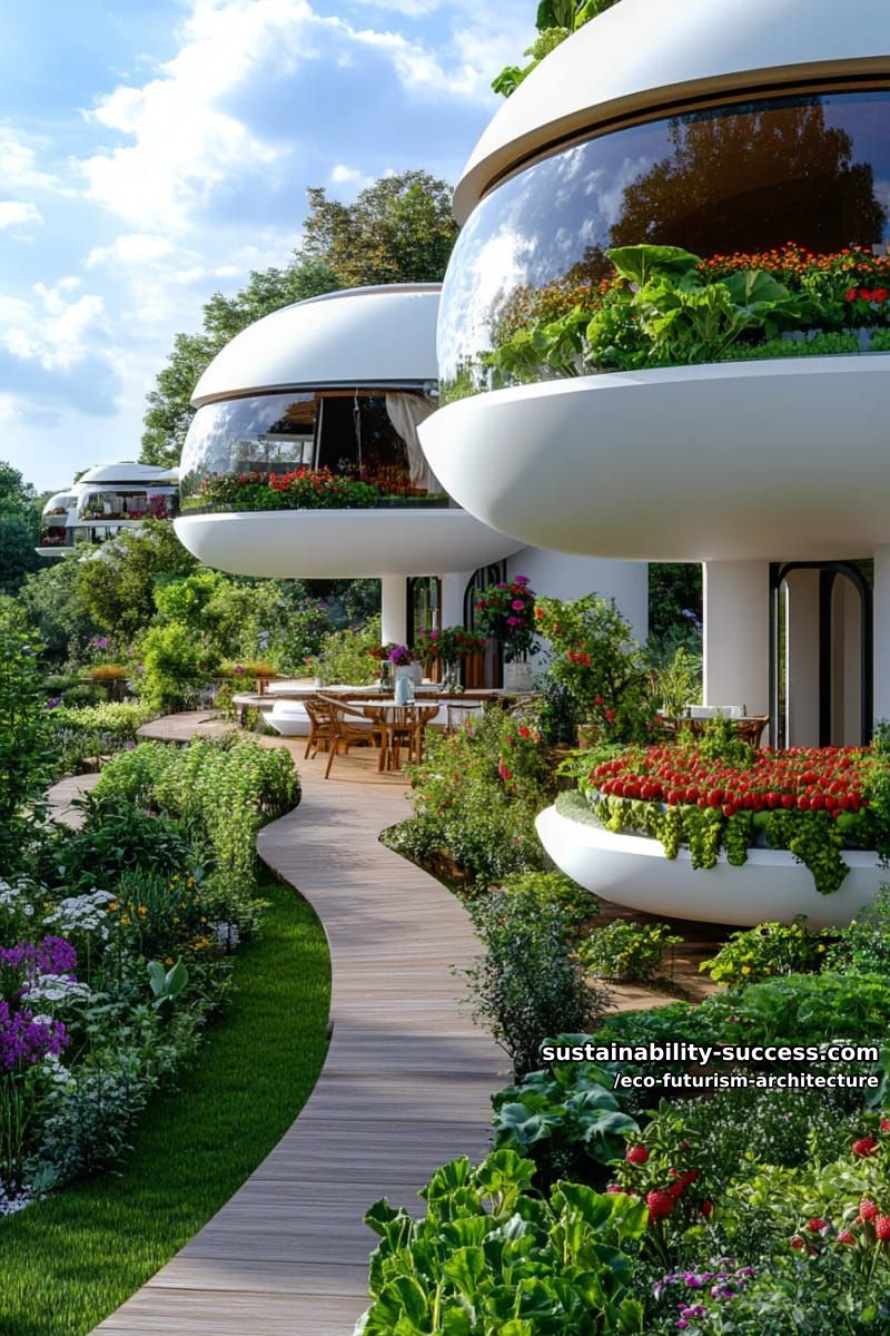rotating pod homes covered in edible plants and rainwater harvesting domes 1