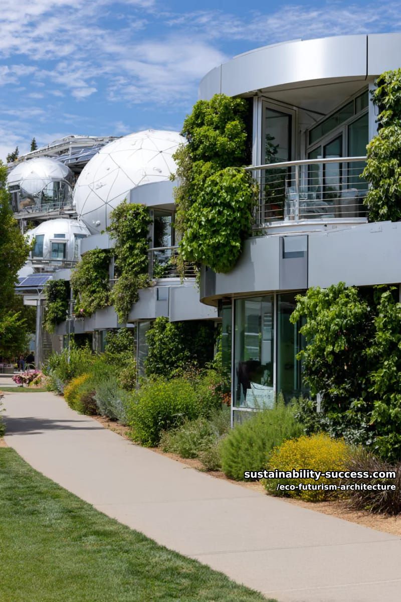 rotating pod homes covered in edible plants and rainwater harvesting domes 1