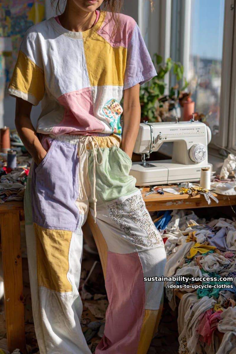 15 Fresh Upcycled Clothing Ideas to Try This Season 30 sew together old t-shirts into a color-blocked, oversized lounge set. 1