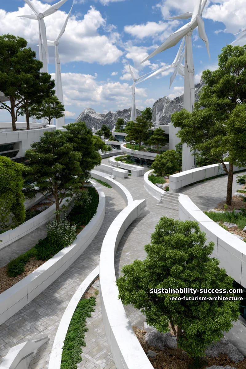 sky plaza amphitheaters surrounded by spiraling green ramps and kinetic wind sculptures 1