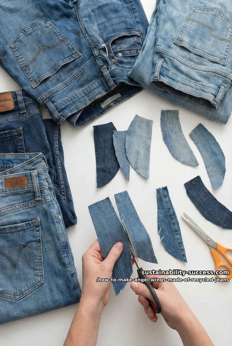 step 3: cut denim feathers 1