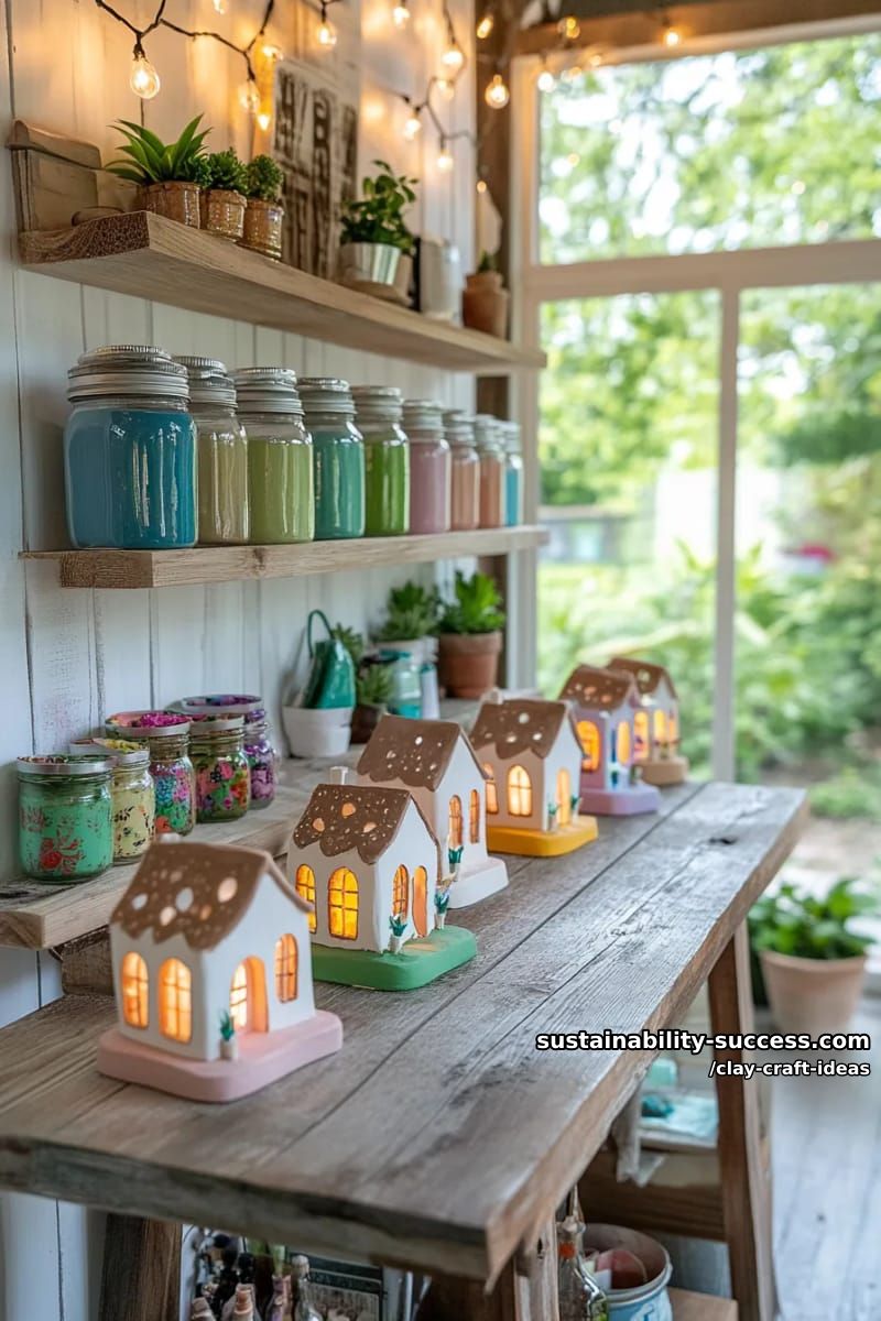 15 Super Cute Clay Craft Ideas to Decorate Your Modern Home 12 tiny house tealight holders with glowing windows for cozy vibes 1
