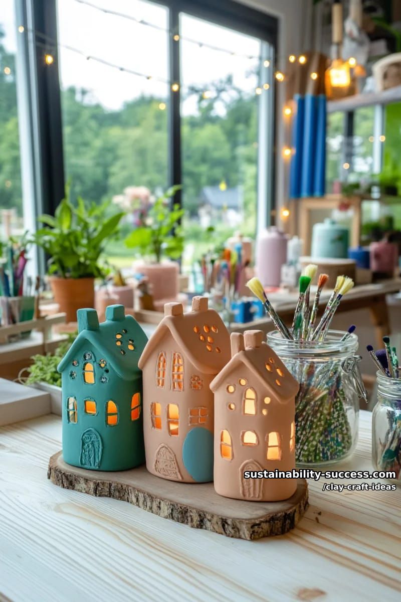 DIY And Crafts 3 tiny house tealight holders with glowing windows for cozy vibes 13