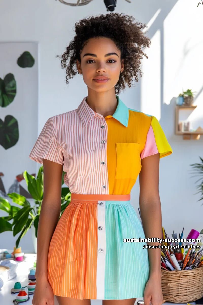 15 Fresh Upcycled Clothing Ideas to Try This Season 3 transform oversized button-down shirts into playful two-tone summer dresses. 1