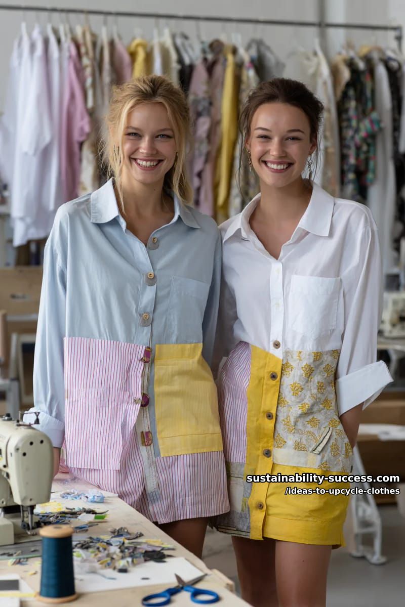 15 Fresh Upcycled Clothing Ideas to Try This Season 4 transform oversized button-down shirts into playful two-tone summer dresses. 1