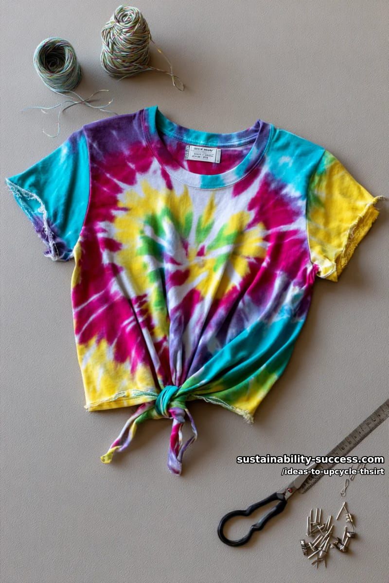 15 Slick Ideas to Upcycle T-Shirts for Your Chic Collection 3 turn a tie-dye t-shirt into a trendy knotted crop top. 1
