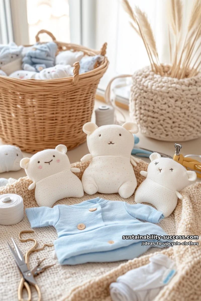 15 Fresh Upcycled Clothing Ideas to Try This Season 38 upcycle baby clothes into mini stuffed animals with hand-stitched faces. 1