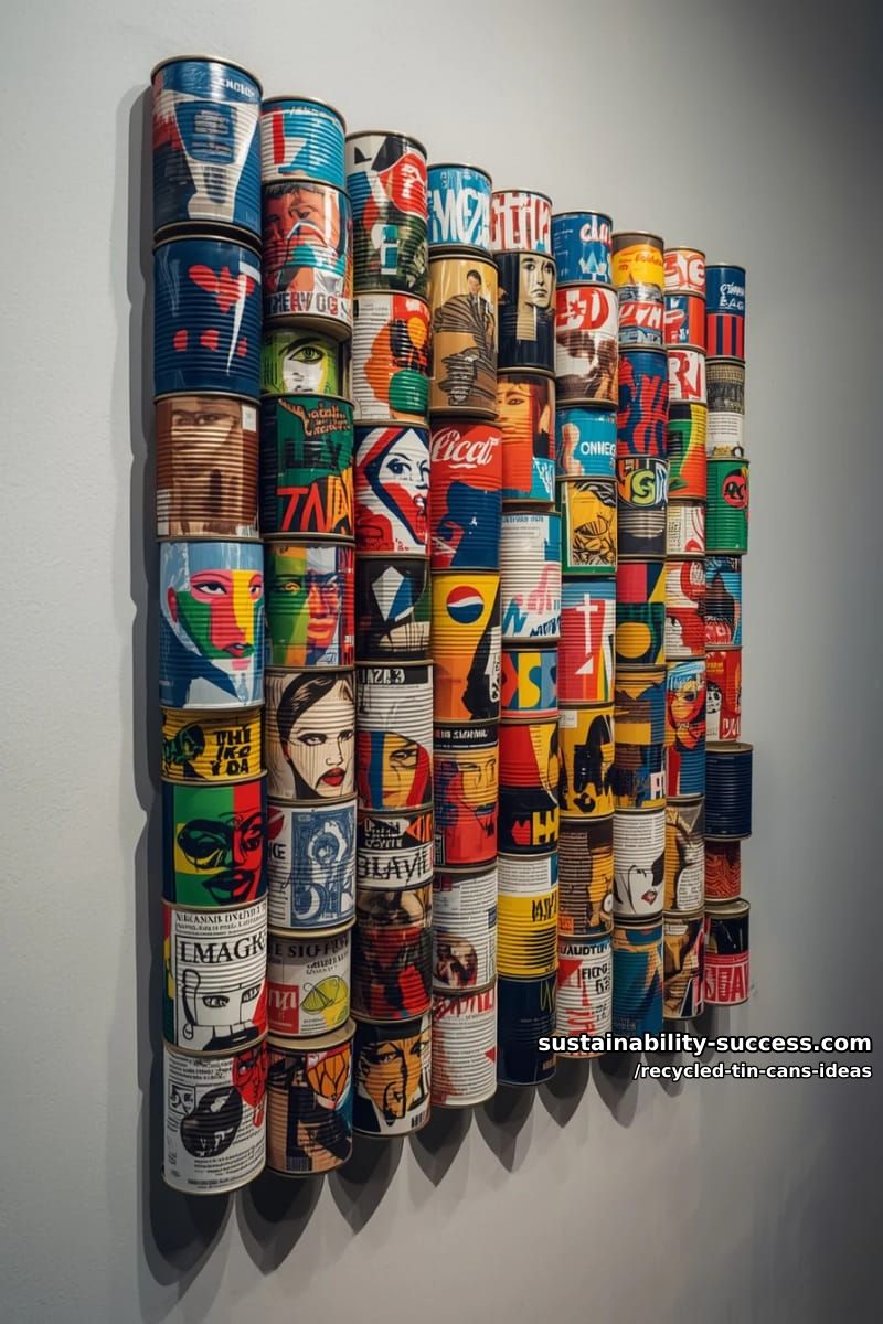 15 Superb Ideas to Upcycle Tin Cans 44 upcycled tin can wall art mosaics using spray paint and magazine cutouts 1