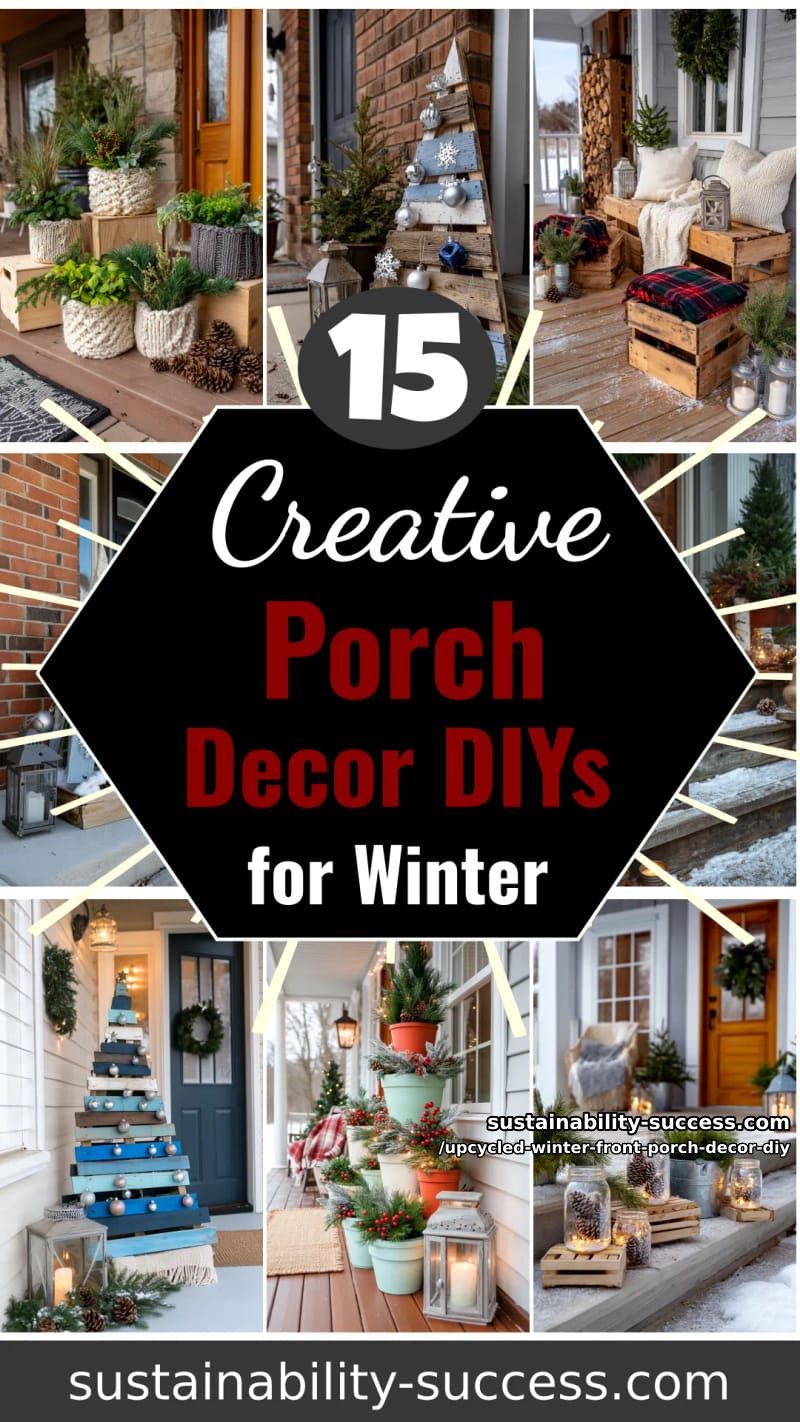 15 Upcycled Front Porch Decor DIYs for Winter 47 upcycled winter front porch decor diy - Collage 46