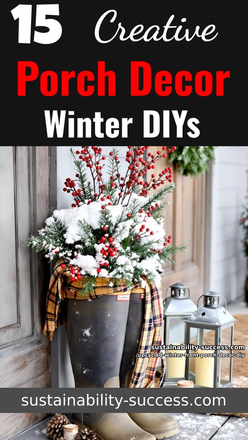 15 Upcycled Front Porch Decor DIYs for Winter 50 upcycled winter front porch decor diy - Collage 49