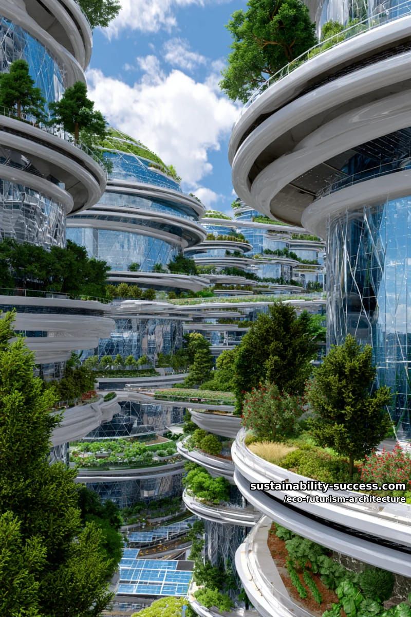 urban farms spiraling up inside translucent towers with drone-pollinated orchards 1