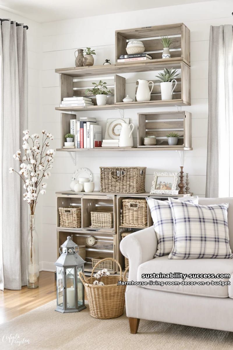 Home Decor 3 use stacked wooden crates for farmhouse-style open shelving storage 12