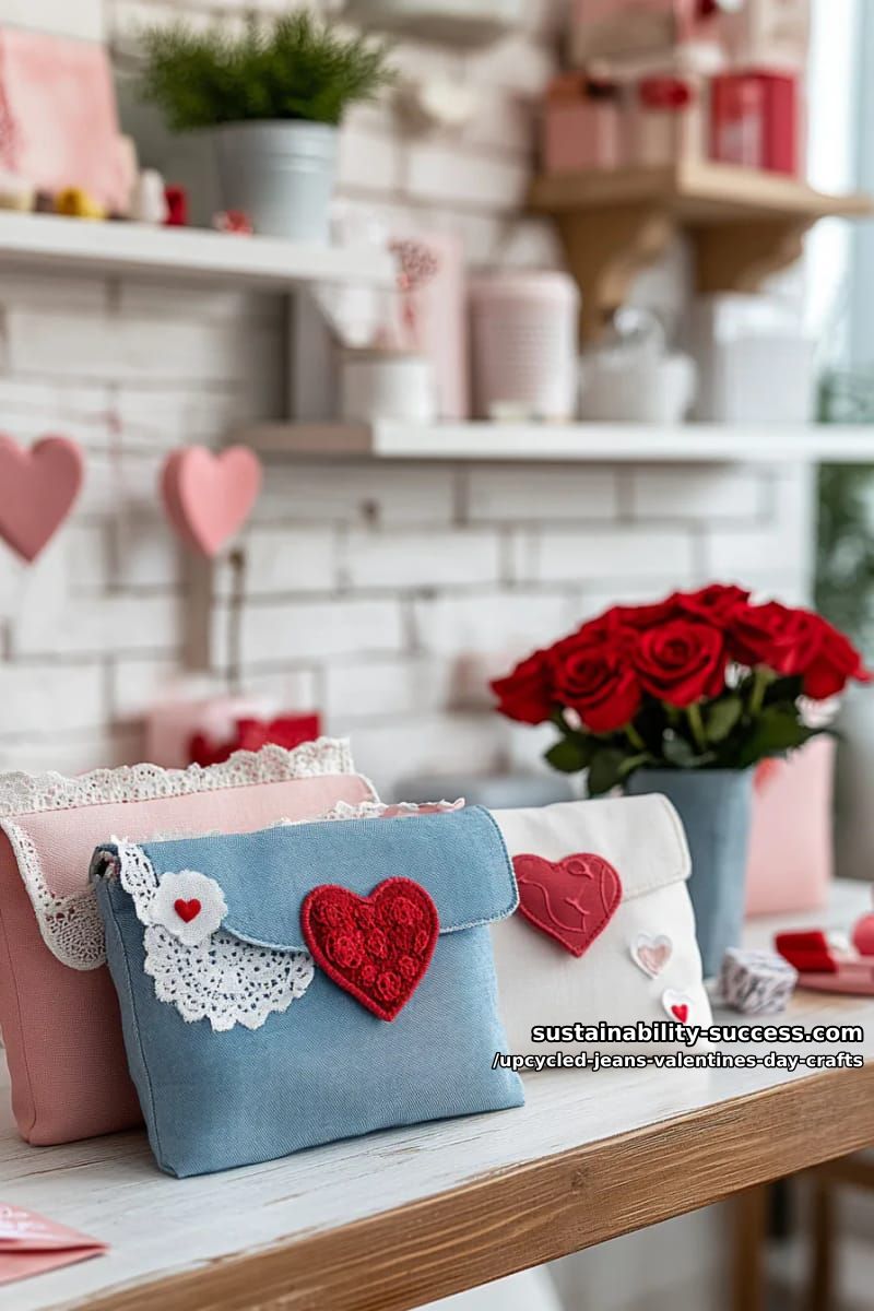 15 Creative Upcycled Jeans Valentine’s Day Crafts 9 valentine’s day denim envelope pouches for secret love notes or small gifts 1