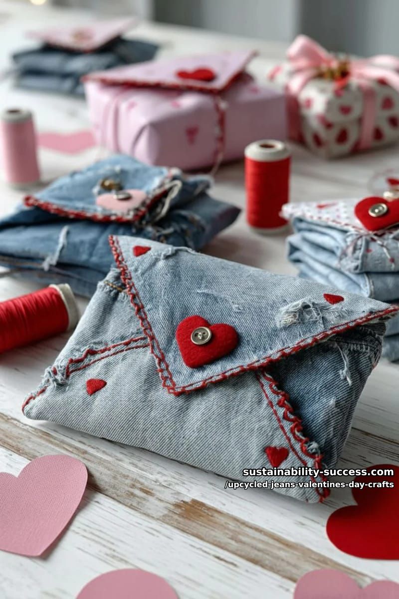 15 Creative Upcycled Jeans Valentine’s Day Crafts 10 valentine’s day denim envelope pouches for secret love notes or small gifts 1