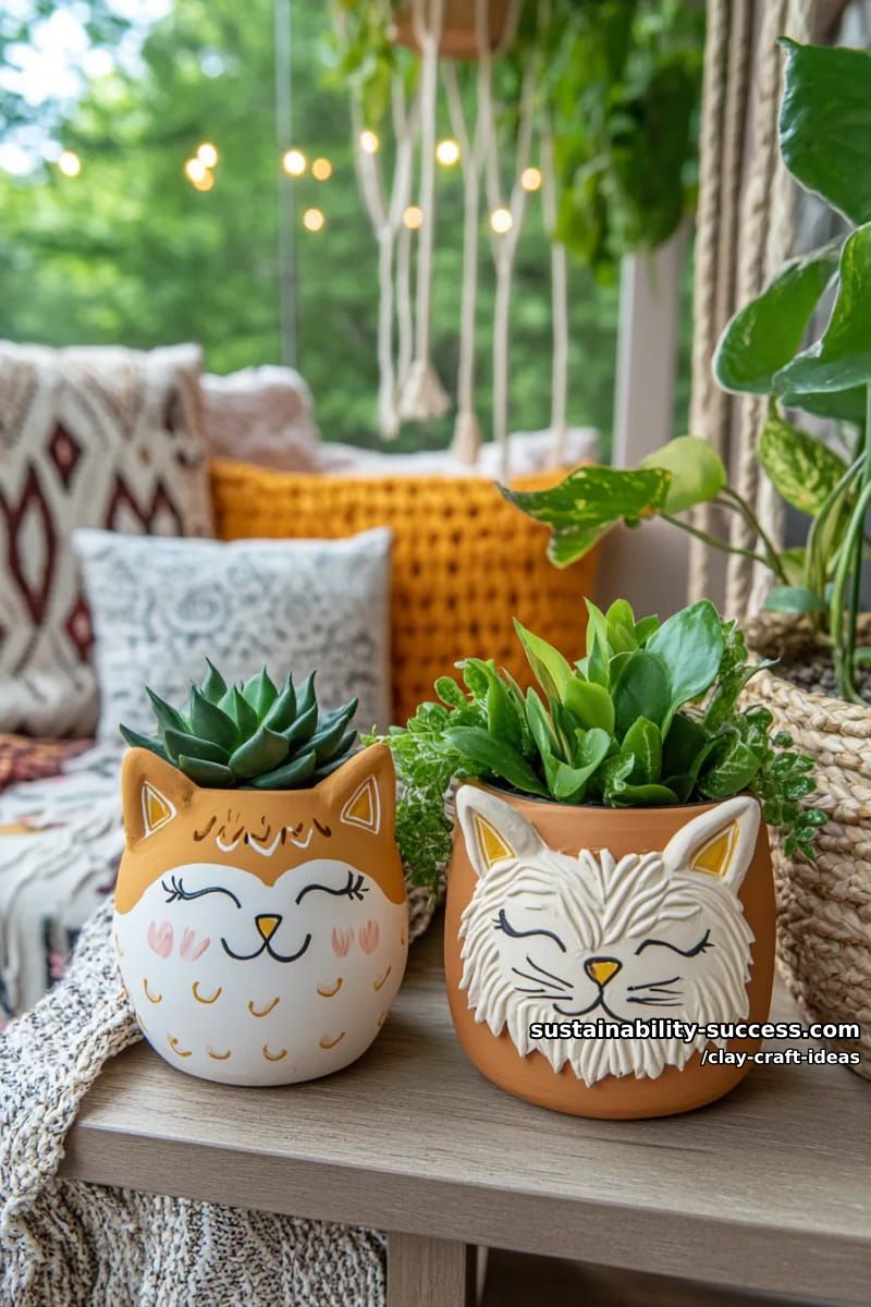 15 Super Cute Clay Craft Ideas to Decorate Your Modern Home 6 whimsical animal plant pot buddies for succulent gardens 1
