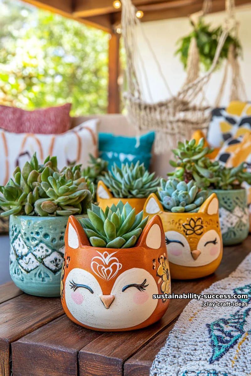 15 Super Cute Clay Craft Ideas to Decorate Your Modern Home 7 whimsical animal plant pot buddies for succulent gardens 1