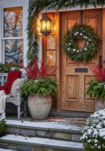 wild foraged winter greens with natural cotton pods and tiny pinecones 11