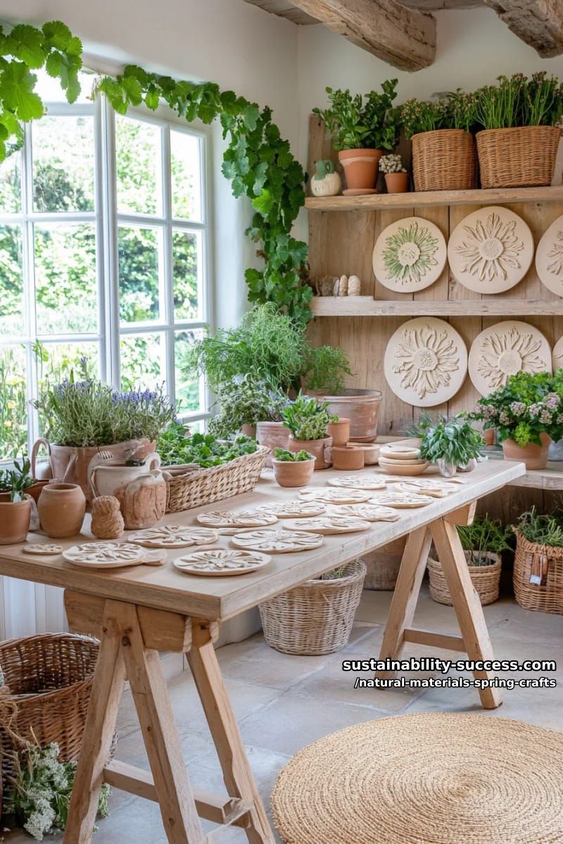 botanical clay medallions featuring imprints of local fern, clover, and flowers 1