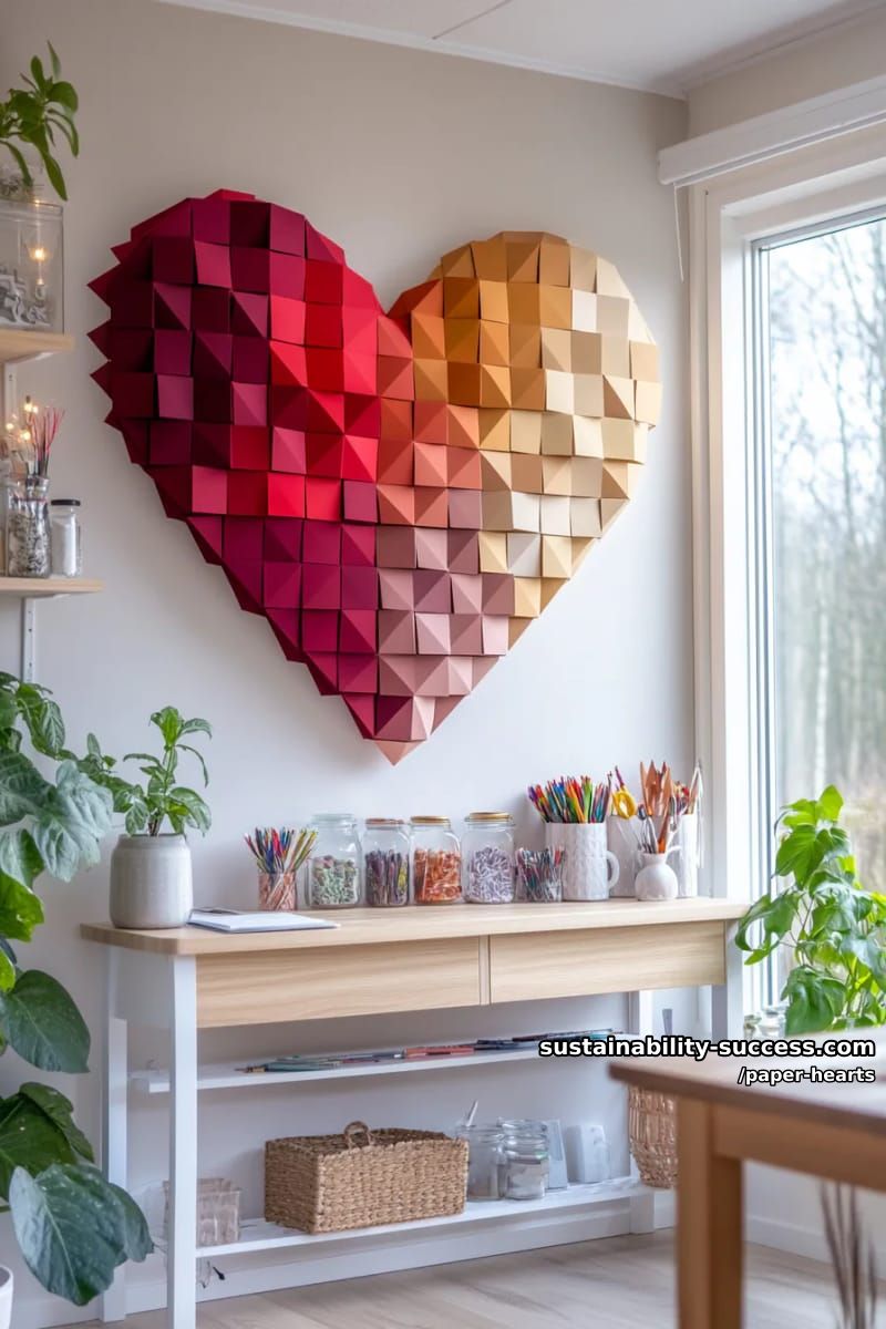 15 Gorgeous Paper Hearts You Can Make in Minutes For Valentine's Day 22 construct a geometric heart wall hanging using squared paper pieces. 1
