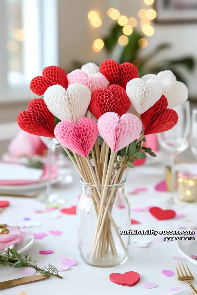 15 Gorgeous Paper Hearts You Can Make in Minutes For Valentine's Day 11 craft a 3d honeycomb heart bouquet for a festive table centerpiece. 1