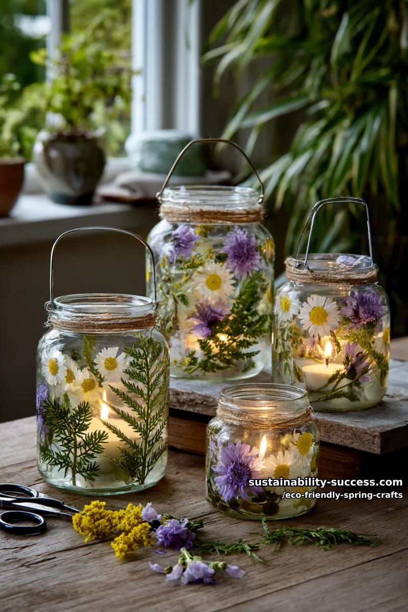 craft magical lanterns featuring pressed flowers and recycled glass jars 1
