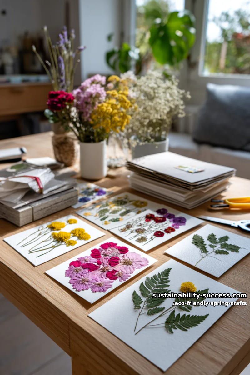 decorate greeting cards using real leaves and pressed petals 1