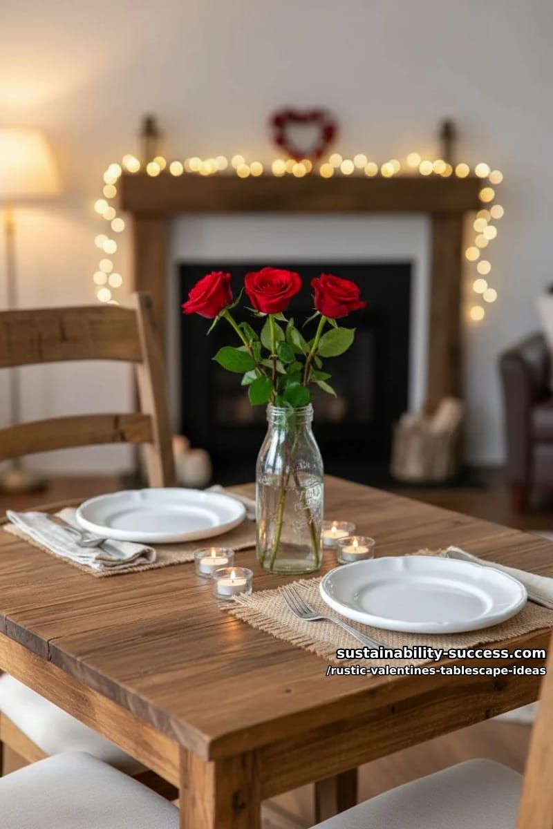 farmhouse milk bottles holding single long-stemmed roses on burlap 1