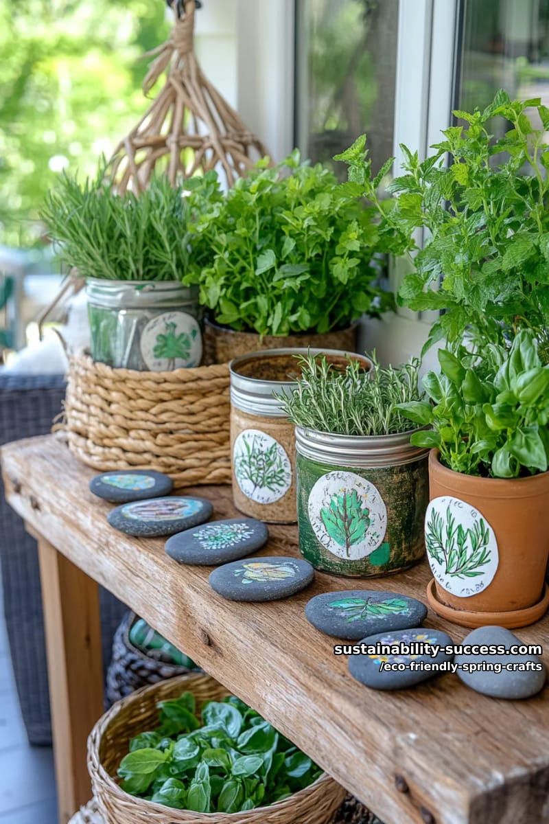 paint pebble garden markers for herbs using leftover acrylics 1