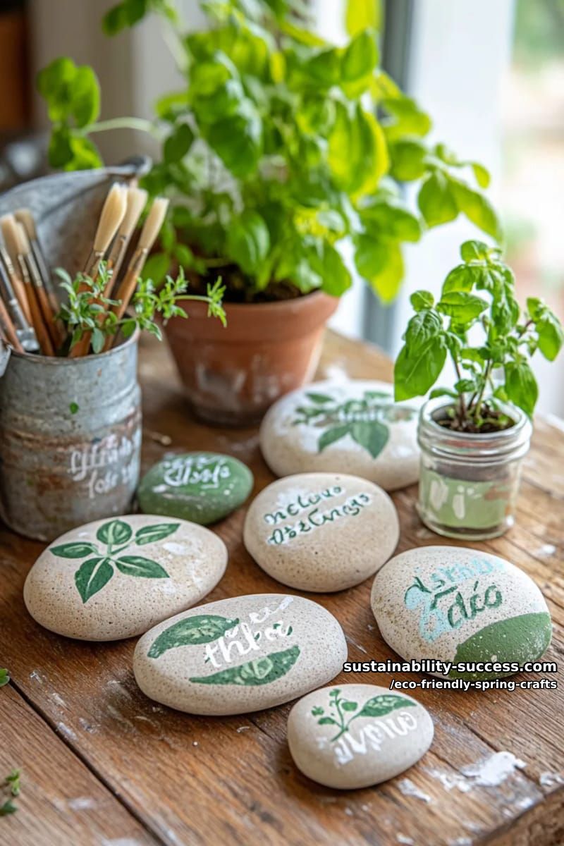 paint pebble garden markers for herbs using leftover acrylics 1