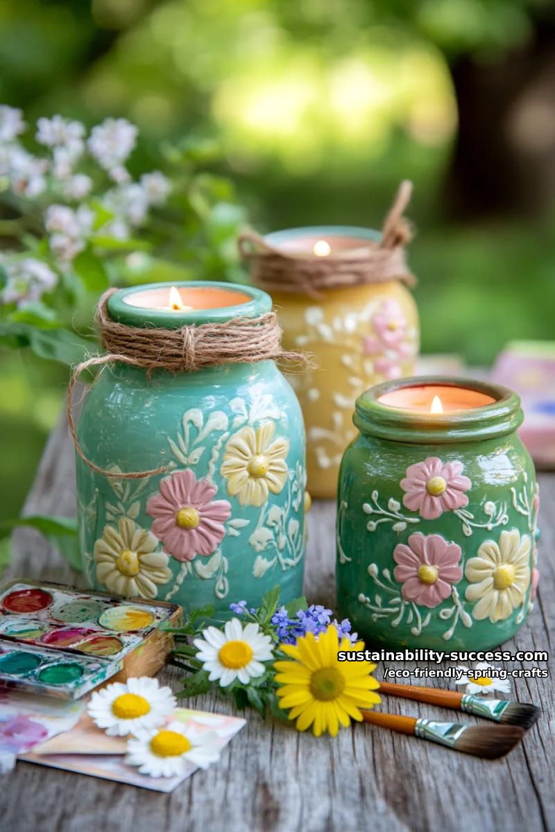 paint springtime jars for upcycled garden lanterns with wildflowers 1