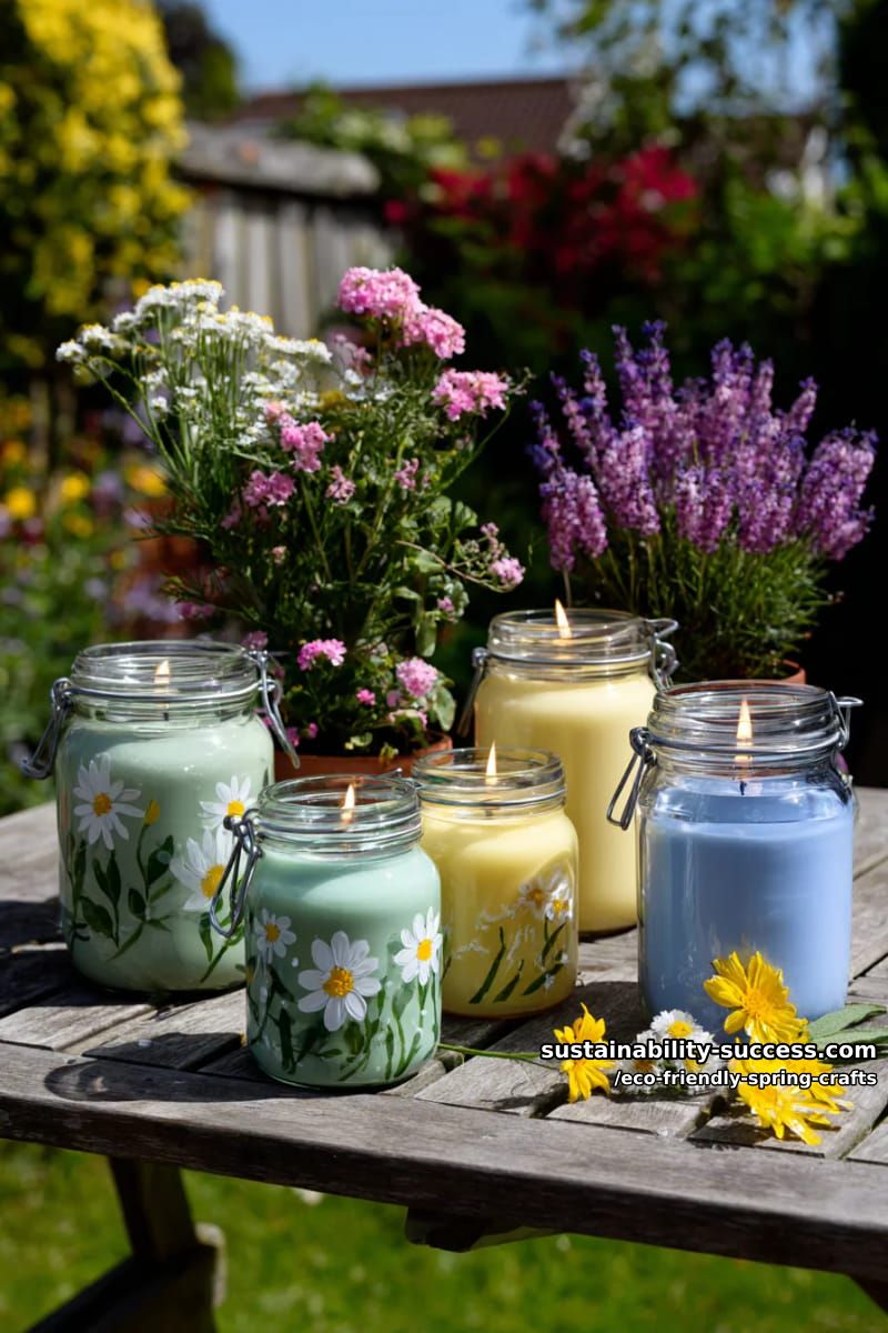 paint springtime jars for upcycled garden lanterns with wildflowers 1