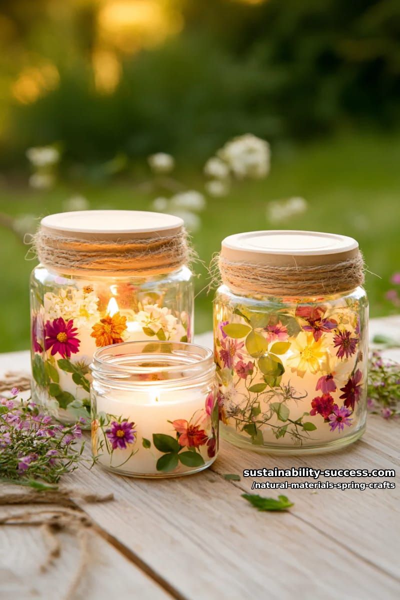 pressed flower lanterns using recycled jars and wildflowers from your backyard 1
