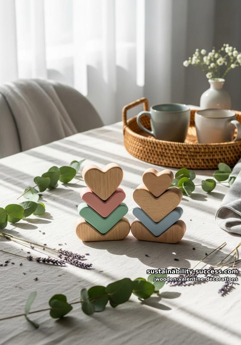 15 Elegant Wooden Valentine Decorations You’ll Love 28 scandinavian inspired heart stackers in pastel and natural wood 1