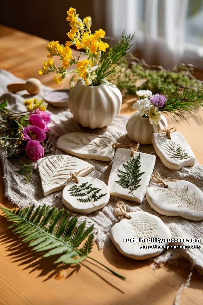 sculpt clay impressions of leaves and spring blooms for keepsakes 1