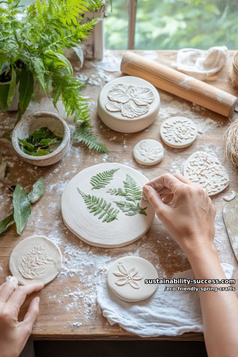 sculpt clay impressions of leaves and spring blooms for keepsakes 1